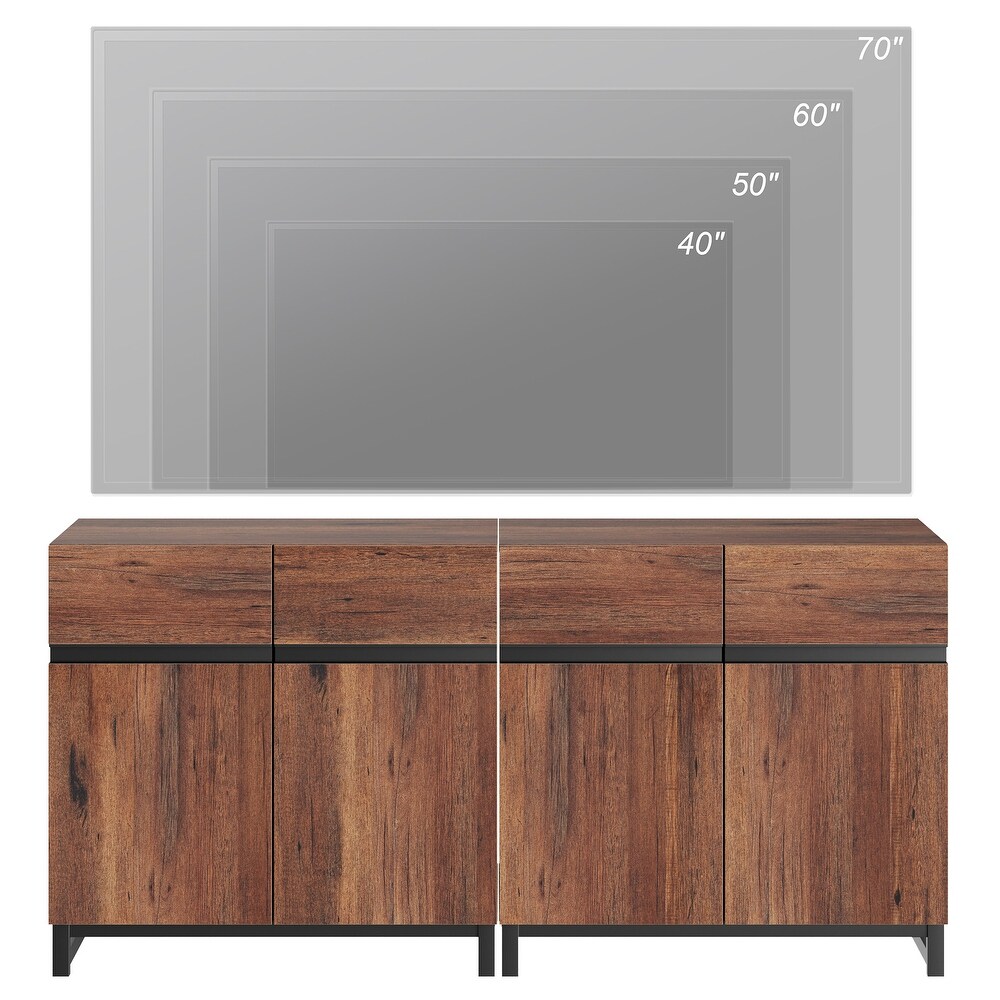 WAMPAT Modern TV Stand with Storage Cabinets for Living Room Bedroom Brown