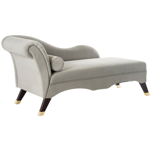 SAFAVIEH Mid-Century Modern Caiden Velvet Grey Chaise with Pillow - 63