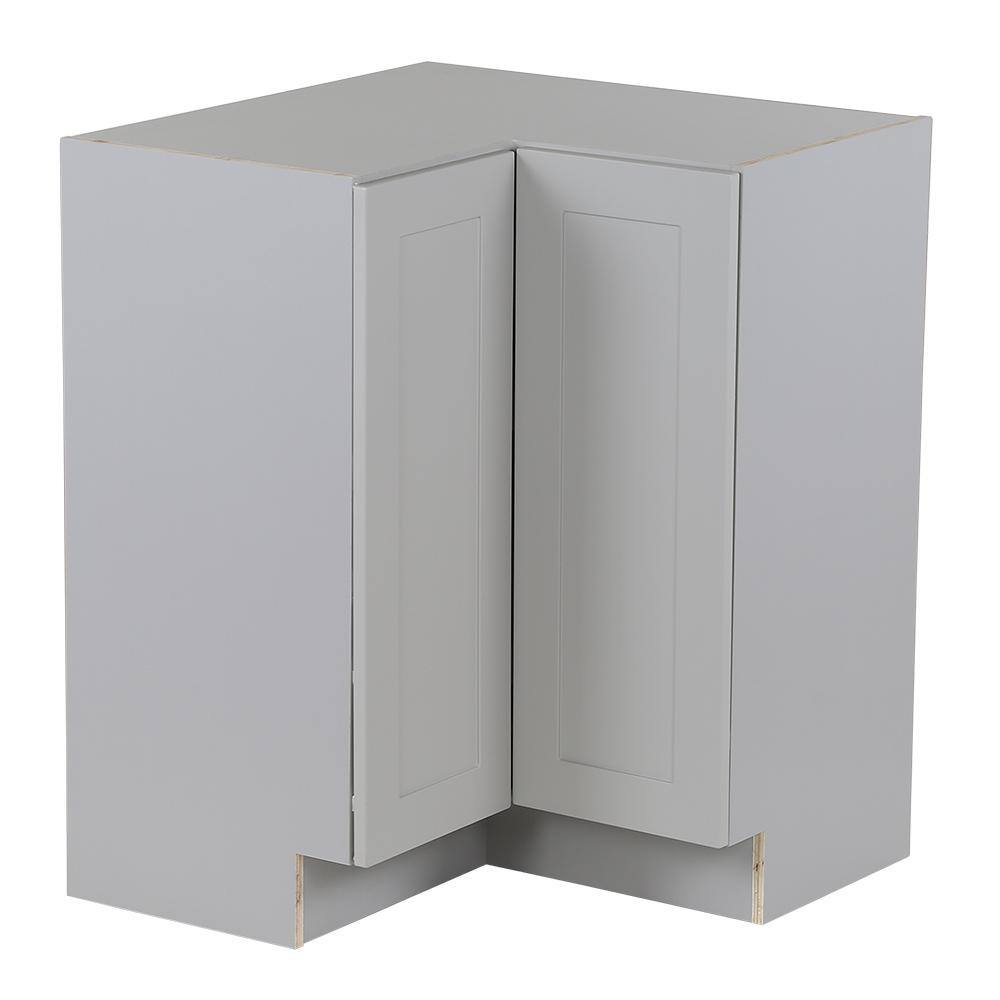 Hampton Bay Cambridge Gray Shaker Assembled Lazy Susan Corner Base Cabinet (28 in. W x 28 in. D x 35 in. H) CA2835C-KG