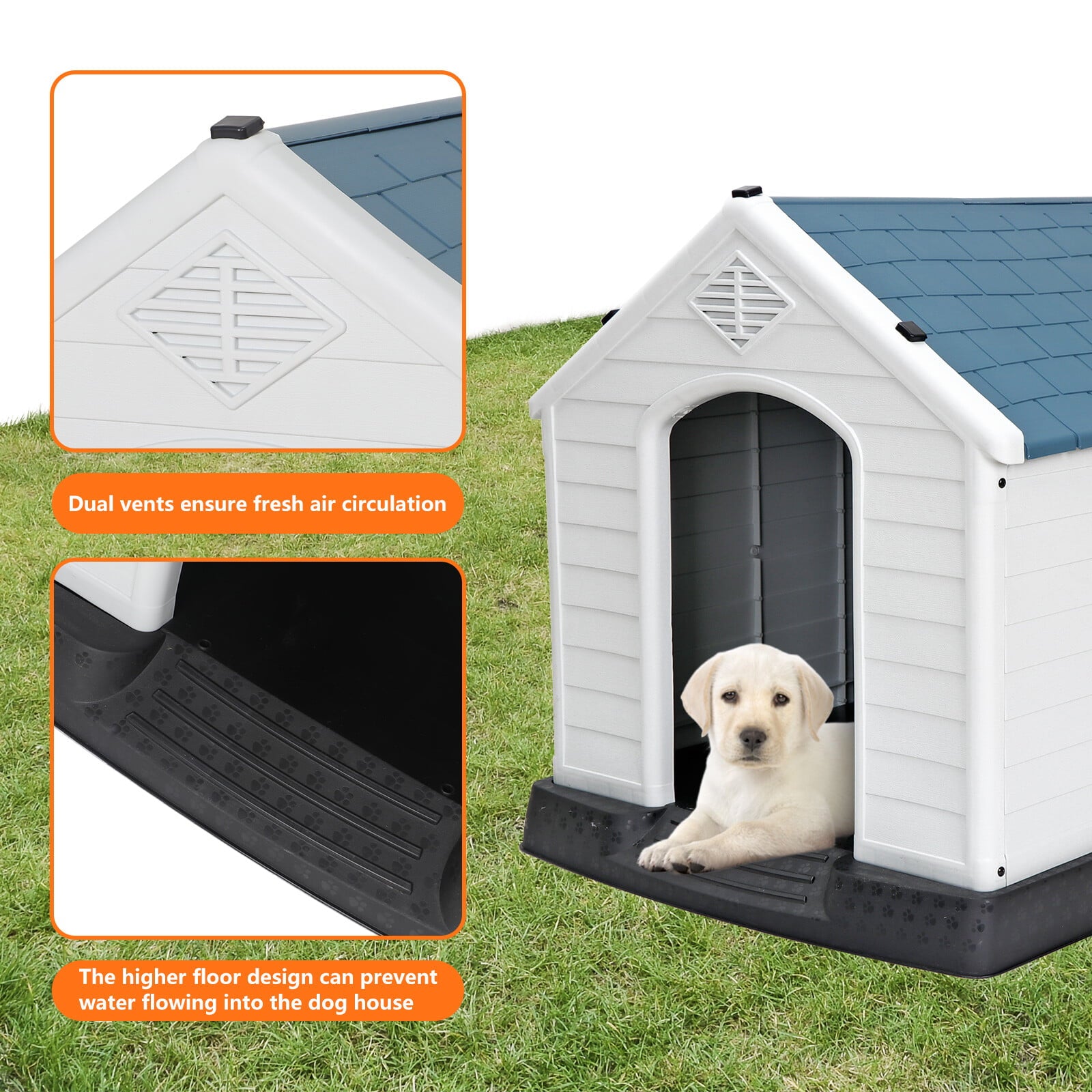 ZENSTYLE Large Dog House Insulated Waterproof Pet Kennel Shelter Indoor Outdoor