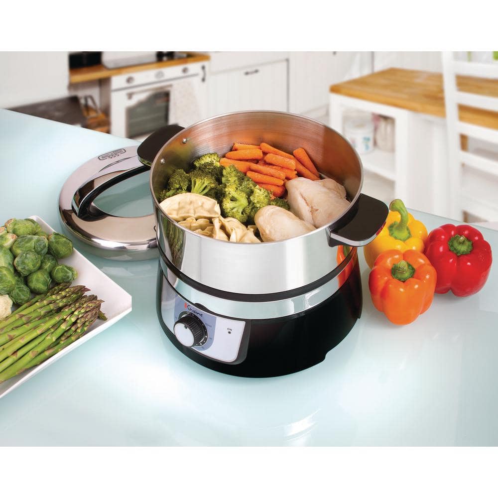 Euro Cuisine Electric 3.4 Qt. Stainless Steel Food Steamer and Rice Cooker FS3200