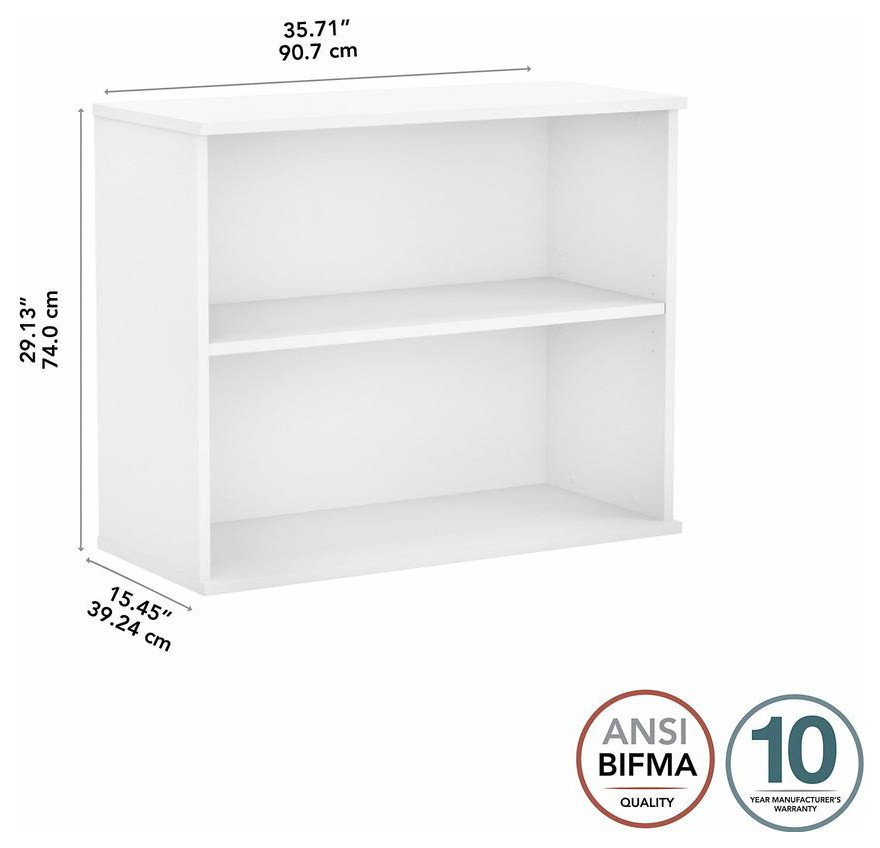 Bush Business Furniture Studio A Small 2 Shelf Bookcase  White   Contemporary   Bookcases   by BisonOffice  Houzz