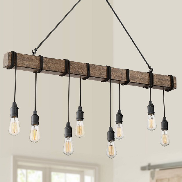 Wide Farmhouse Industrial Rustic 8 light Fixture For Dining Room Kitchen