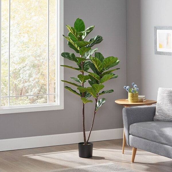 Fake Plant with Sturdy Nursery Pot，Luxury Indoor Plant for Housewarming Gift，Artificial Fiddle Leaf Ficus Tree