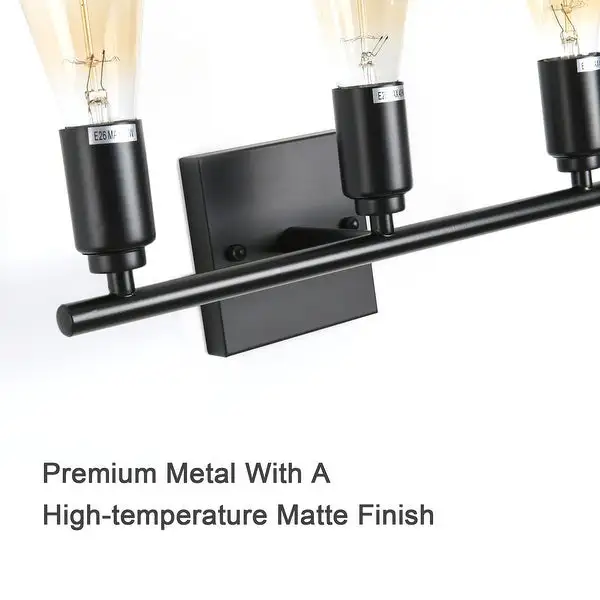 15.7 in. 3-Light Black Iron Vanity Light with Painted Matte - 15.7 in.