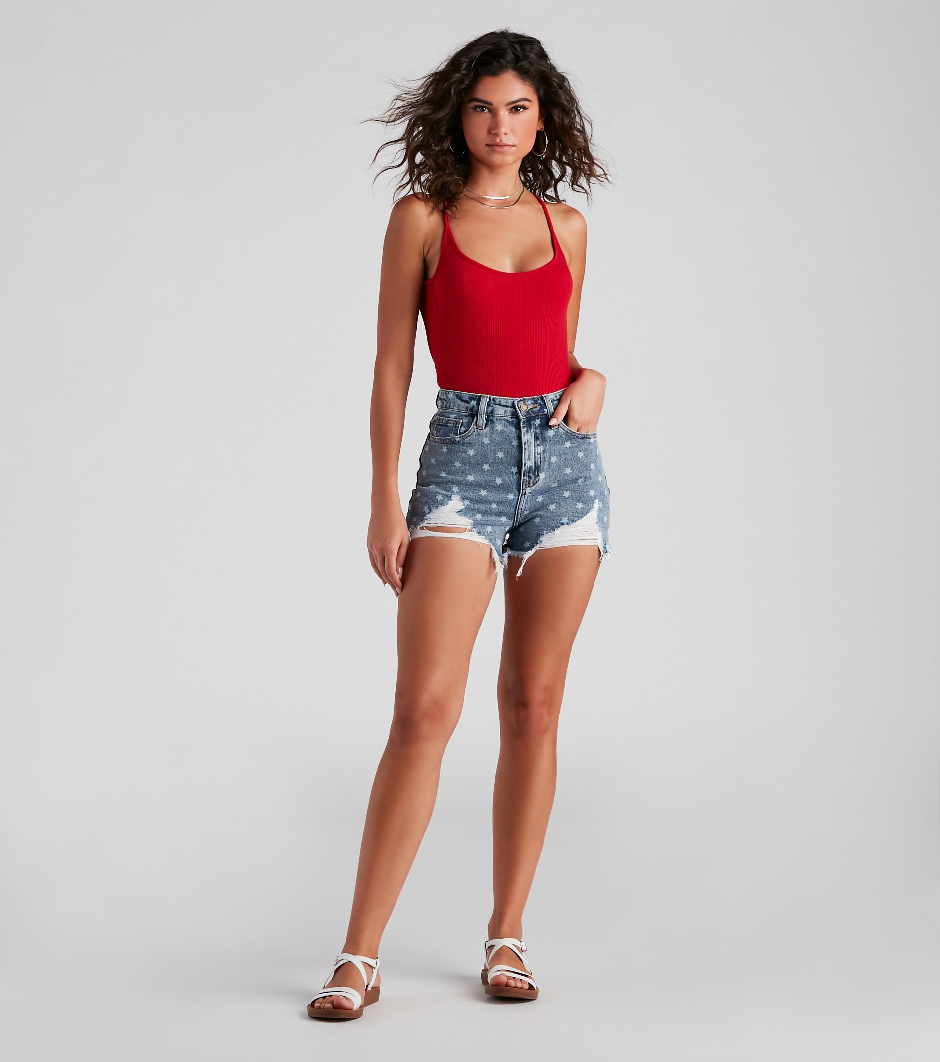 Remy Star Print Denim Shorts by Windsor Denim