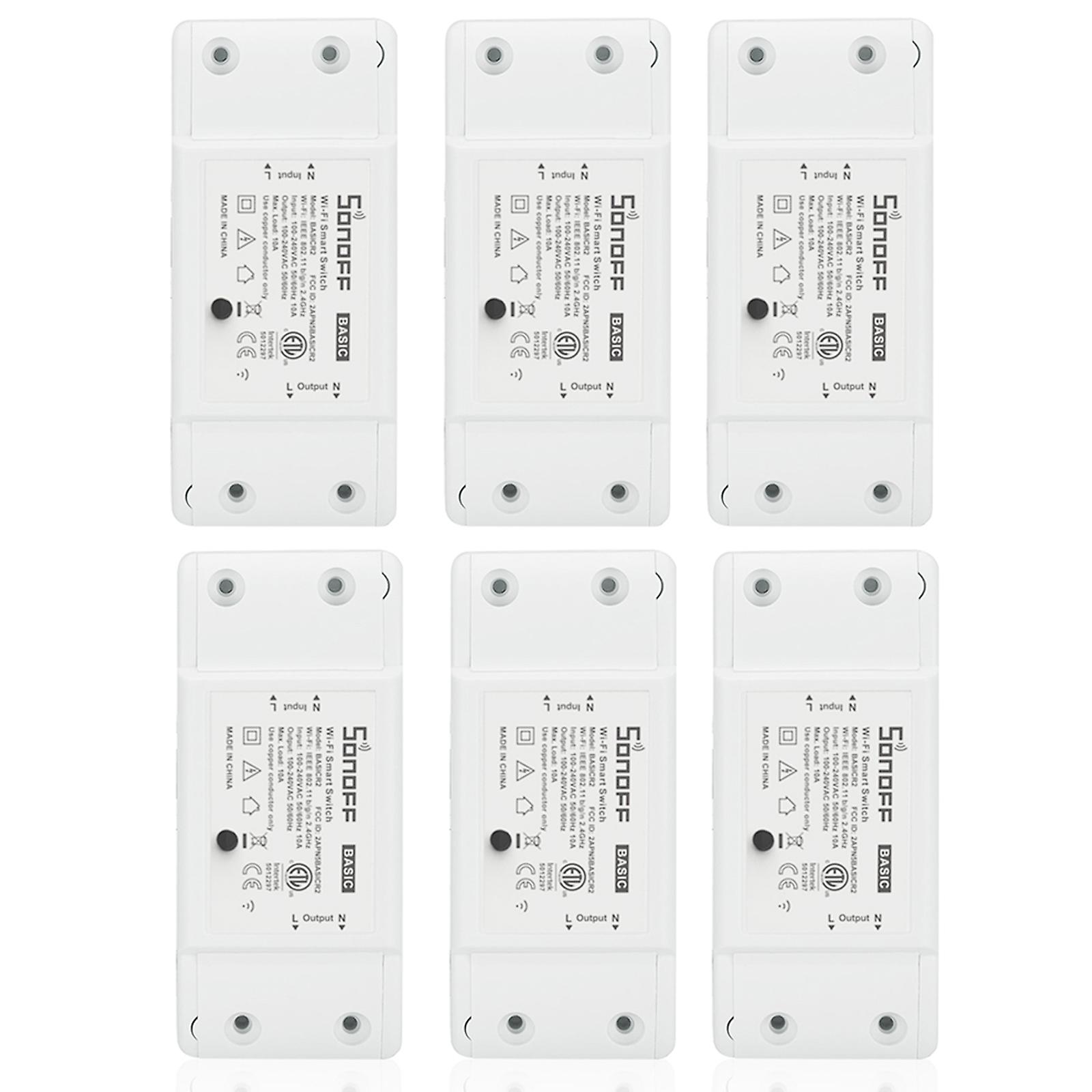 6pcs Sonoff Basic Wifi Switch Works With Alexa For Google Home Timer 10a/2200w Wireless Remote Switch For Android/ios App Control For Electric Applian