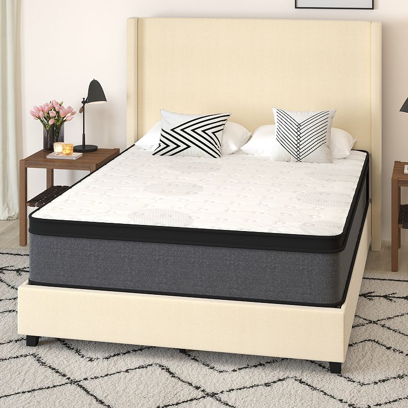 Merrick Lane Lofton Supportive Hybrid Pocket Spring and Foam Euro Top Mattress in a Box