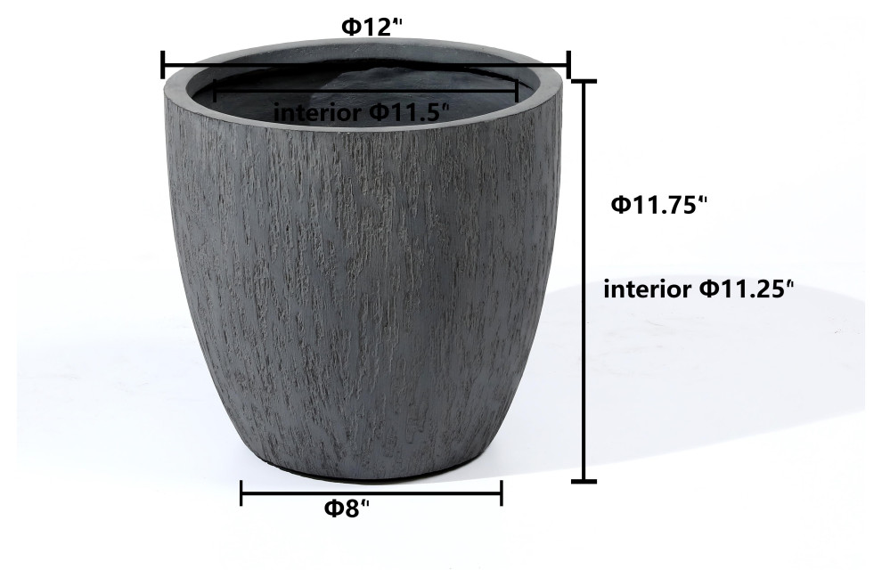 Round Gray MgO Planter   Contemporary   Outdoor Pots And Planters   by Winsome House Inc.  Houzz