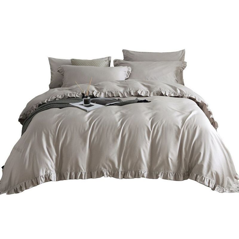 Dolce Mela 4 piece Duvet Cover Set Ruffled Bedding 100% Cotton