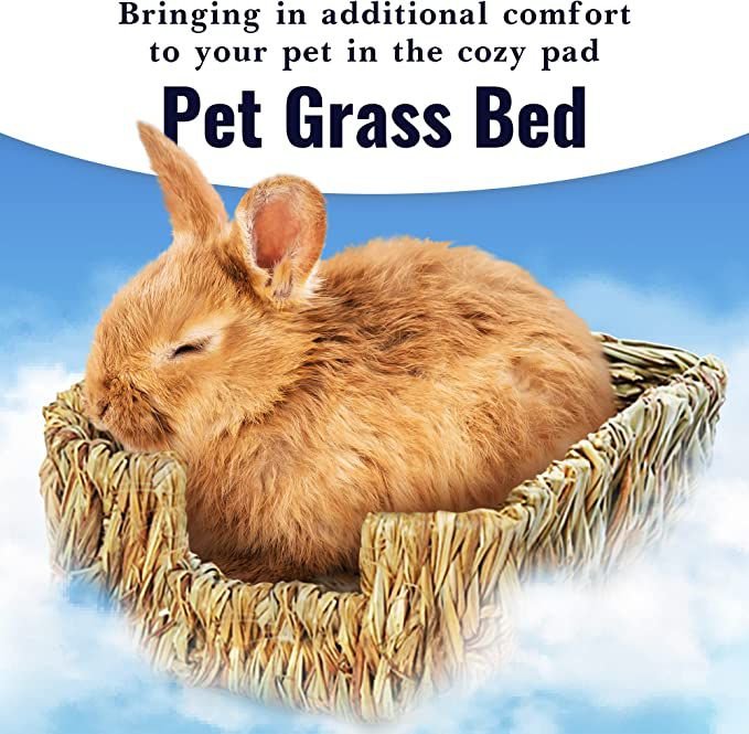 SunGrow Small-Pet Guinea Pig and Chinchilla Natural Chew Comfy Sleeping Basket Grass Bed