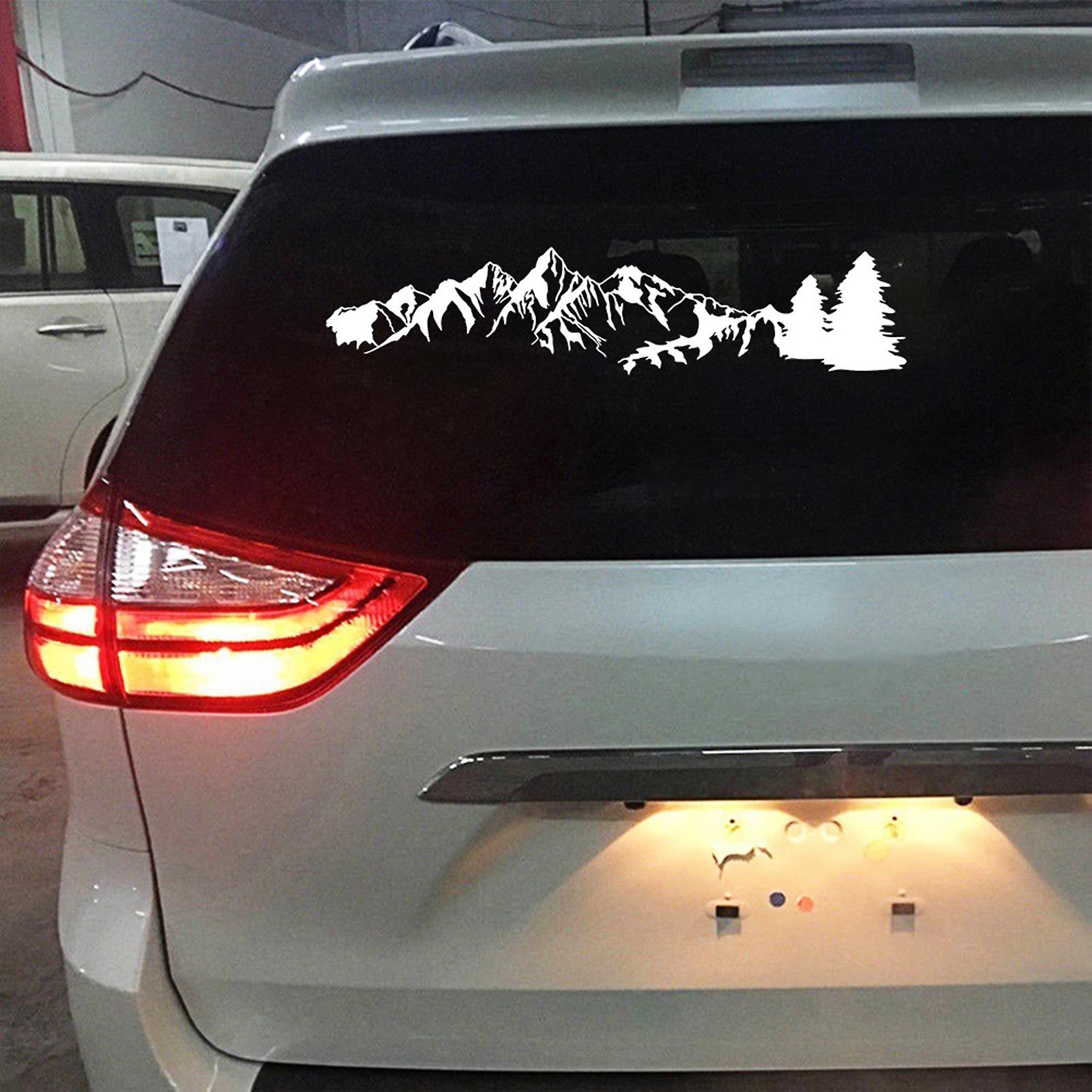 White 1 Pcs Universal Car Sticker Reflective Trees Mountain Forest Graphic Stickers For Camper Rv Trailer Door Panel Decal Body Window Bumper