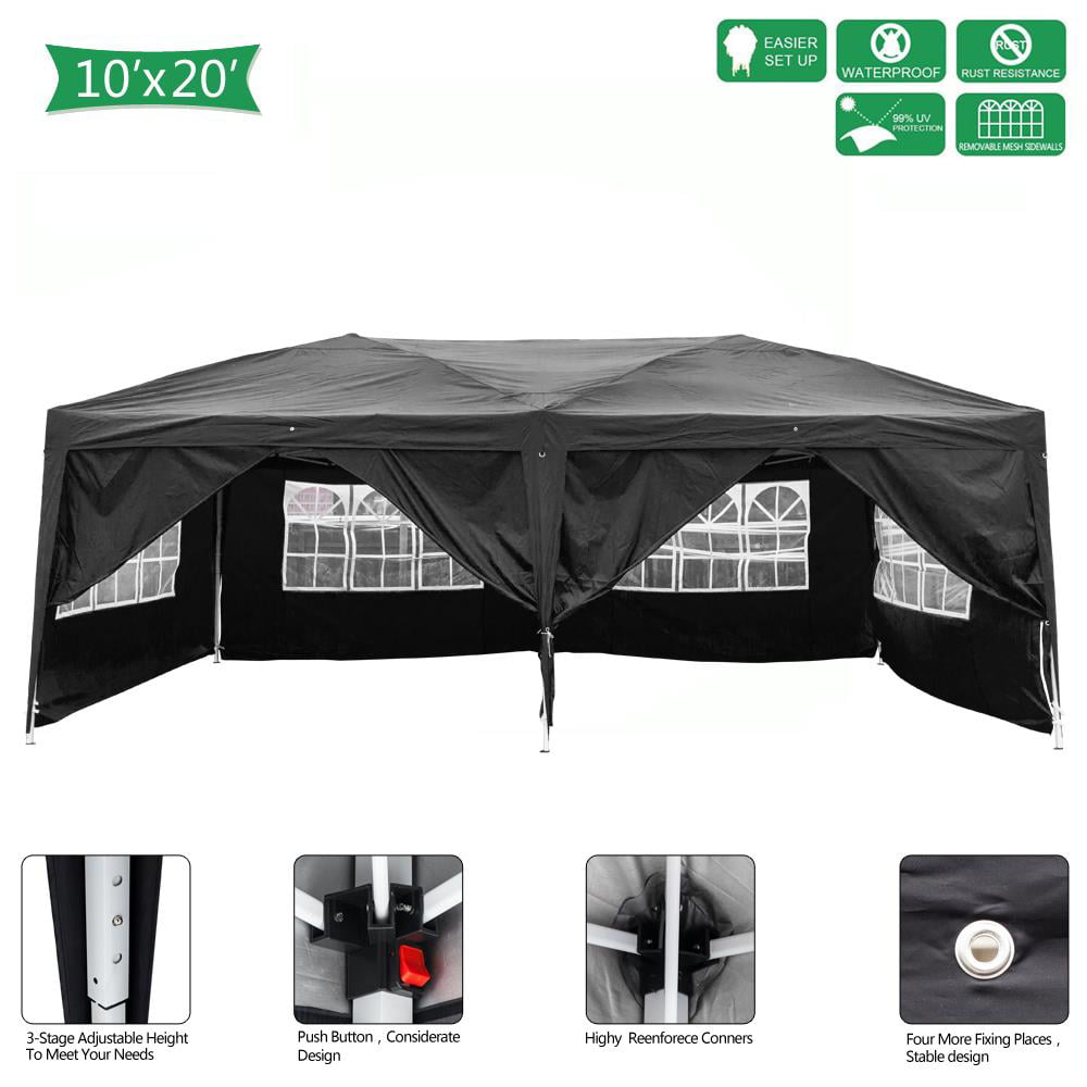 SalonMore Ez Pop Up Canopy Tent Outdoor Folding Patio Gazebo Shade 10'x20' Black