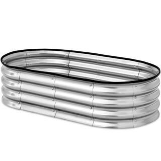 Best Choice Products 4 ft. x 2 ft. x 1 ft. Oval Steel Raised Garden Bed Planter Box for Vegetables Flowers in Silver SKY6598