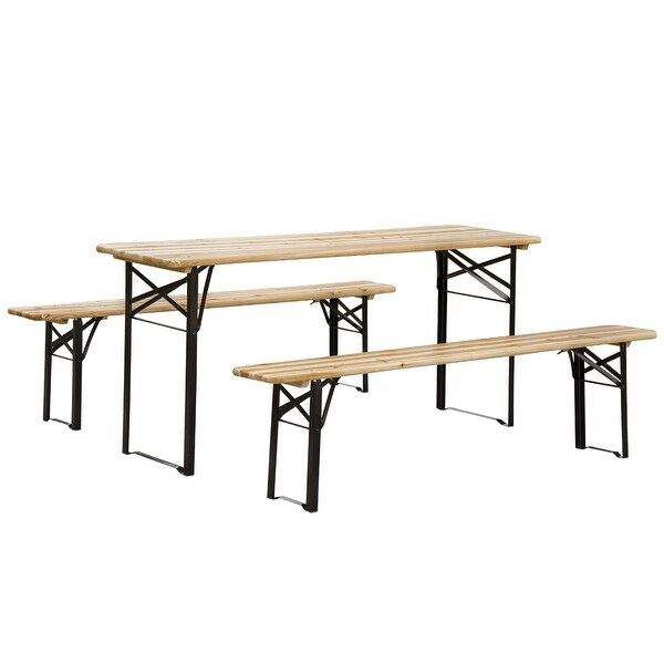 Portable 6' Wooden Picnic Table Set for Outdoor Activities