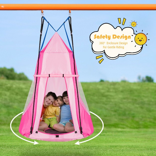 Costway 40 x27 x27 Kids Hanging Chair Swing Tent Set Hammock Nest Pod Seat