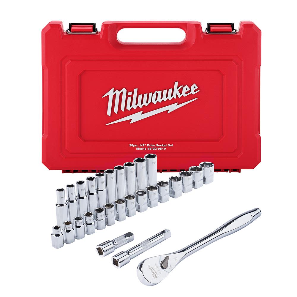 Milwaukee 28 pc. 1/2 in. Socket Wrench Set (Metric) 48-22-9510 from Milwaukee