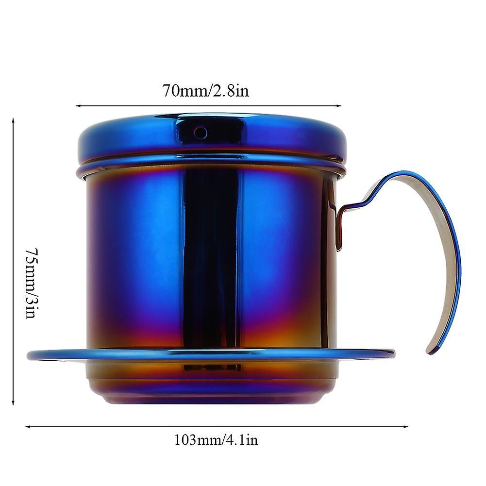 Stainless Steel Vietnamese Style Coffee Maker Pot Coffee Drip Brewer For Home Kitchen Office Outdoorblue