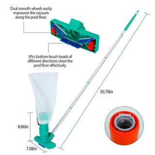 cenadinz Swimming Pool Vacuum Head Brush Cleaner Telescopic Pole Fountain Cleaning Tool with Bag For Above Ground Pool Spas Ponds C-D0102H2RGMV