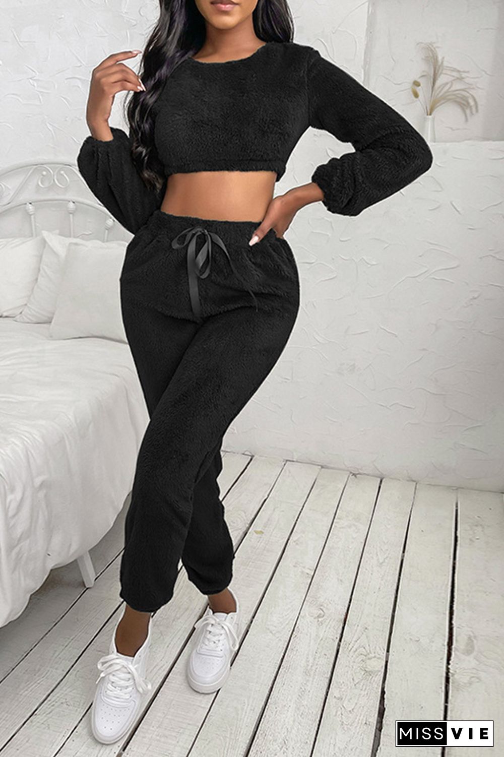 Long Sleeve Crop Tops & Pants Sports Set Wholesale