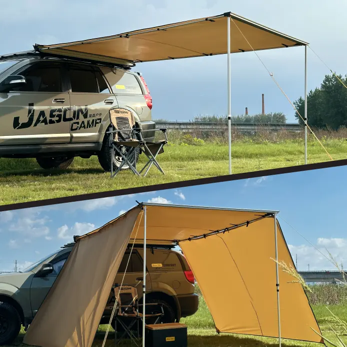 Vinyl Car Awning Rainproof Camping Retractable 4x4  Camping Car Awning Tent Car Roof Side Awning