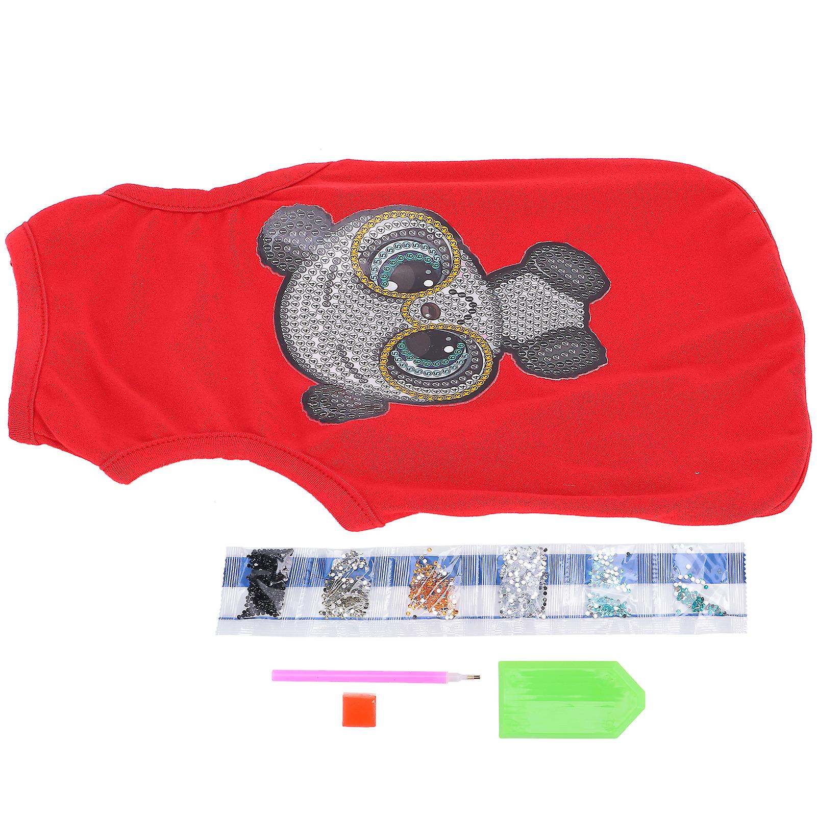 Dog Clothes Diy Rhinestone Painting Soft Breathable Washable Fashion Summer Cute Pet Tshirt For Dogsred S