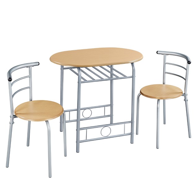 Yaheetech Round Dining Table Set For 2 With Steel Legs Storage Rack