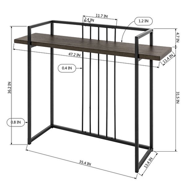 Homy Casa Industrial Wooden Console Table with Shelf