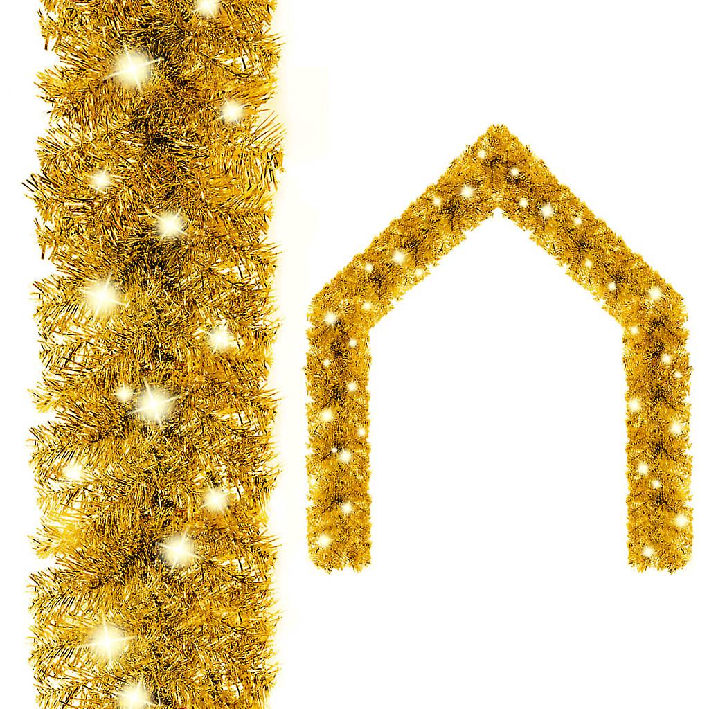 Vidaxl Christmas Garland With Led Lights 33 Ft Gold