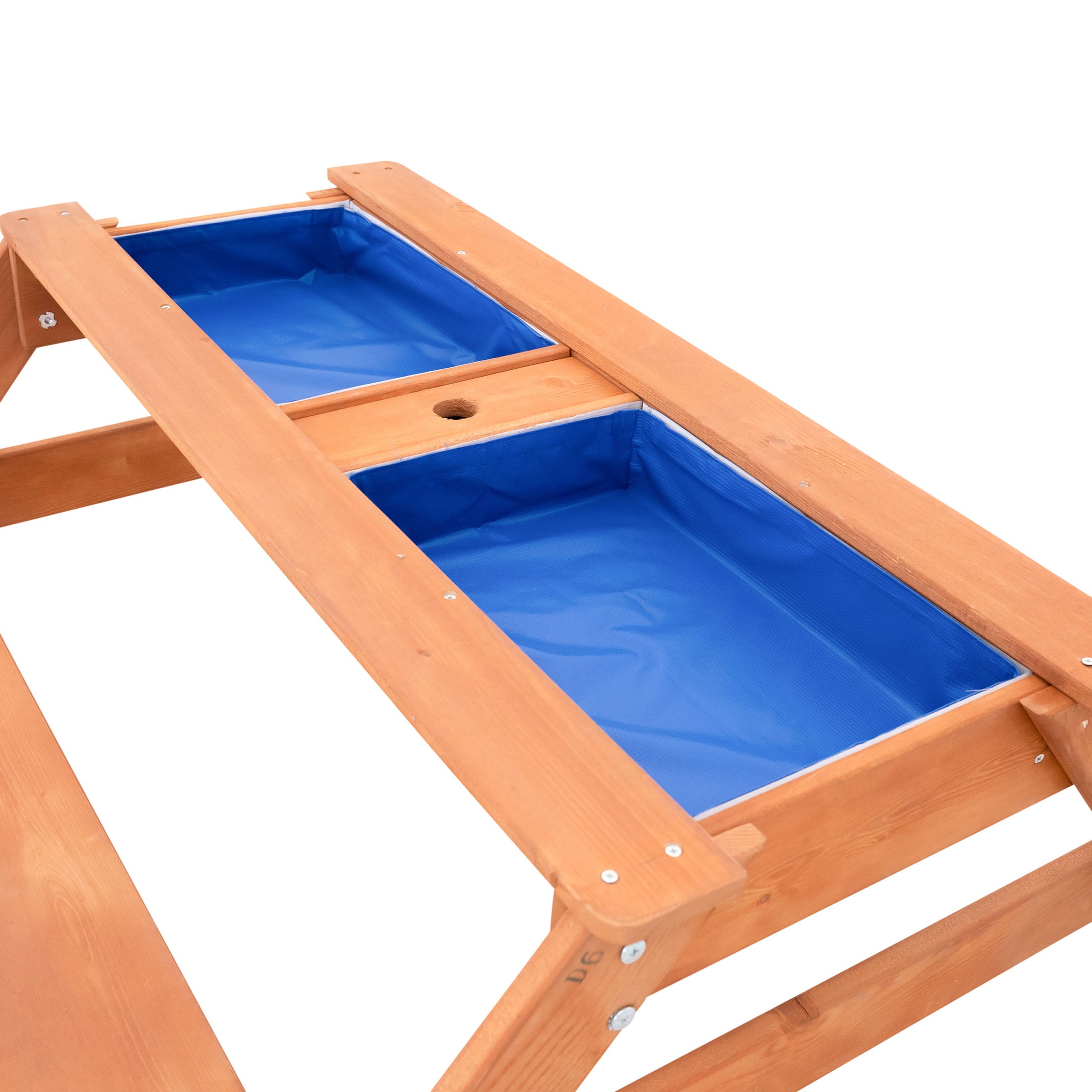 Sportspower Wooden Picnic Table with Sand Play and Water Play and Umbrella Hole (No Umbrella)