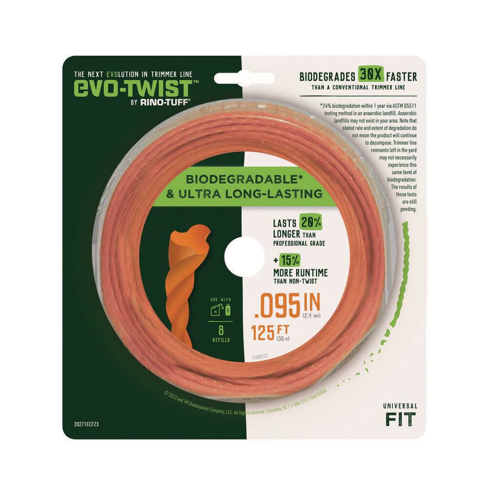 Rino-Tuff Universal Fit 0.095 in. x 125 ft. Evo-Twist Trimmer Line for Gas and Select Cordless String Grass TrimmerLawn Edger 17680