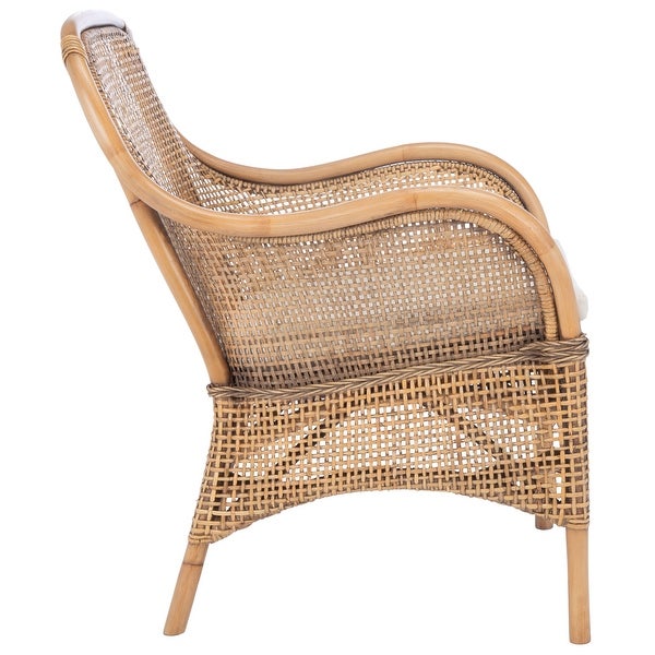 SAFAVIEH Charlie Coastal Rattan Accent Chair with Cushion - 23.4