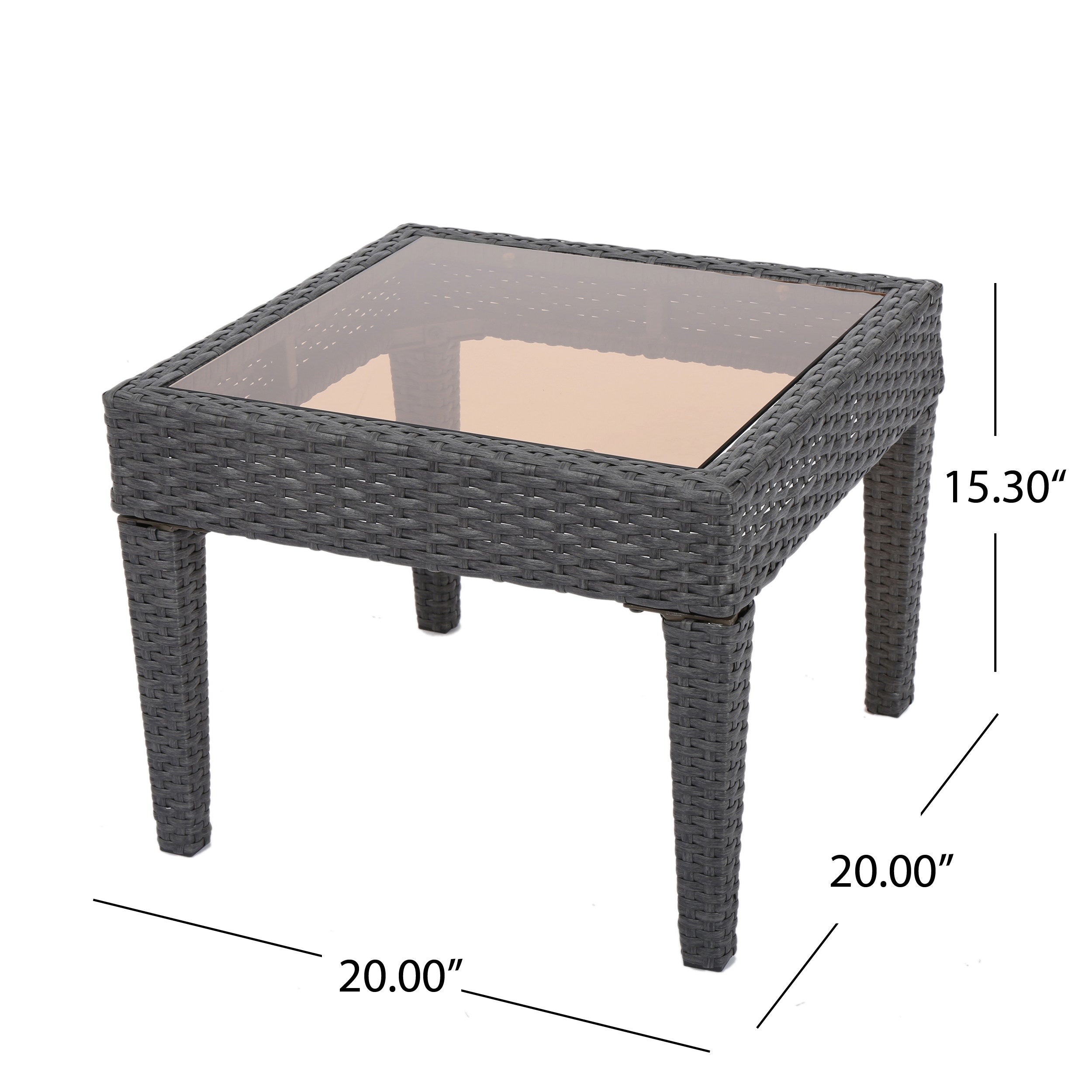 Jermaine Outdoor Grey Wicker Side Table