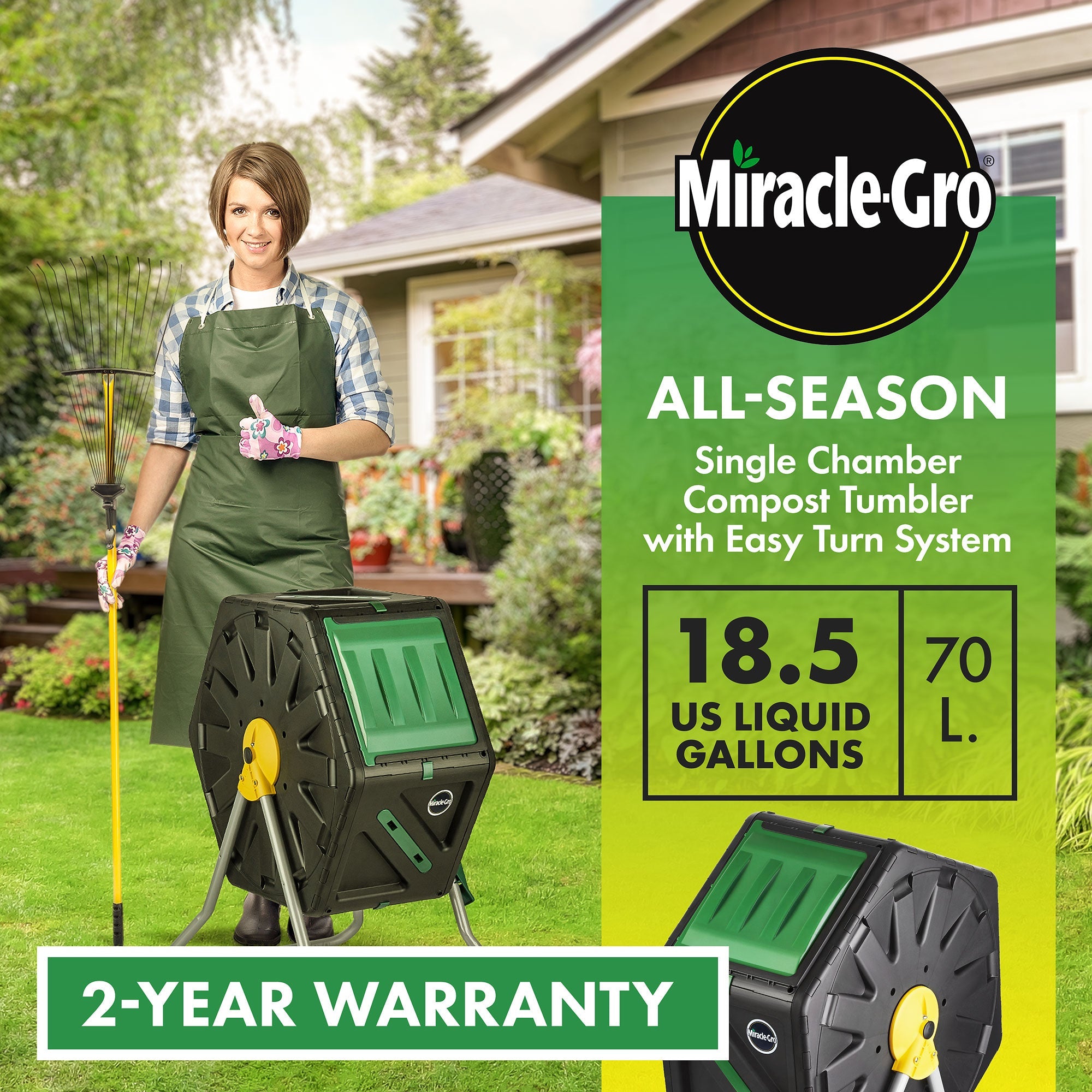 Miracle-Gro 18.5 Gal. Single Chamber Tumbling Composter