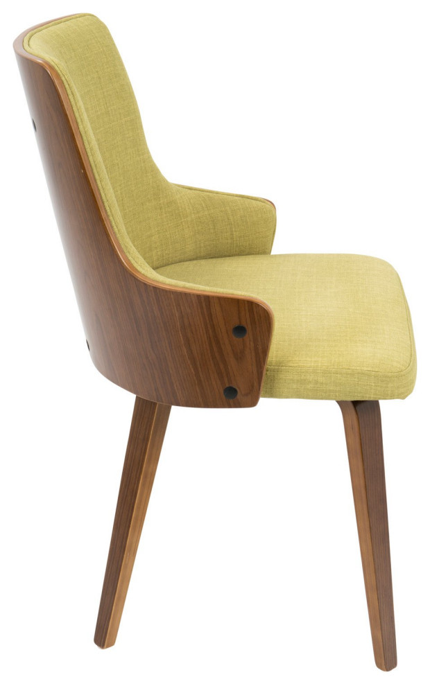 Set of 2 Retro Modern Dining Chair  Bentwood Frame With Cushioned Seat  Green   Midcentury   Dining Chairs   by Decor Love  Houzz