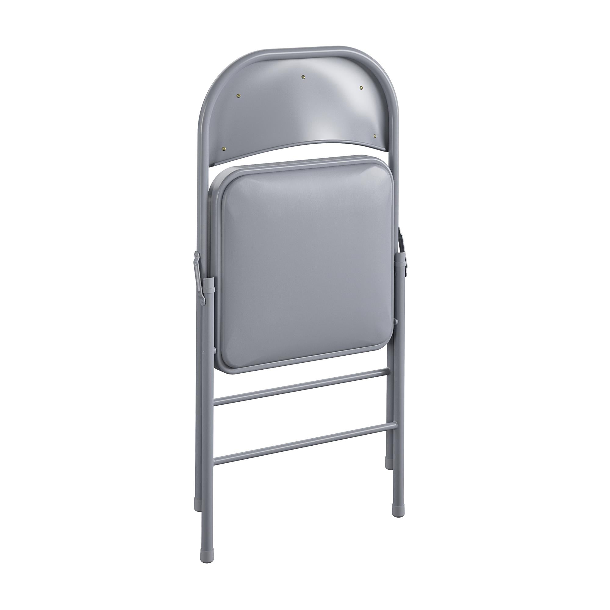 COSCO Premium Vinyl Padded Metal Folding Chair, Double Braced, Gray, 4-Pack