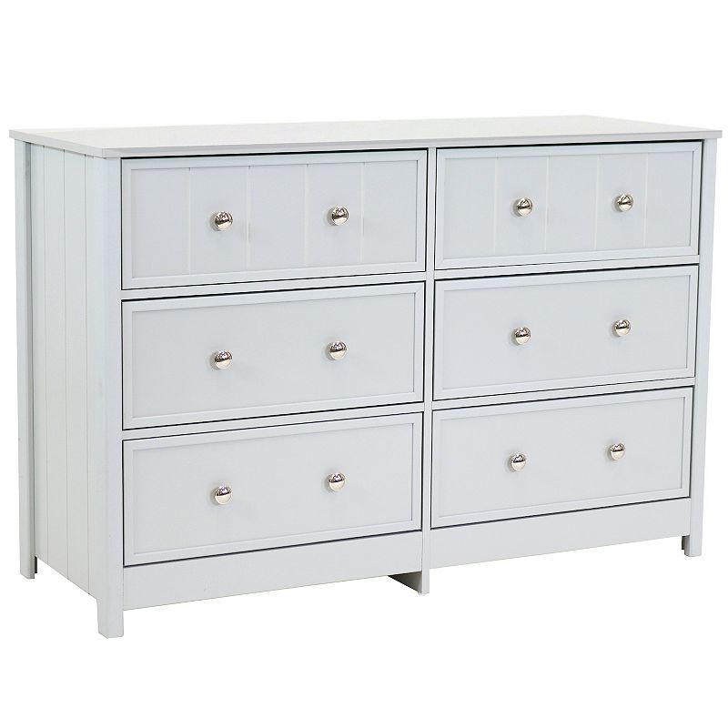 Sunnydaze Beadboard Double Dresser with 6 Drawers - Gray - 31.5 in