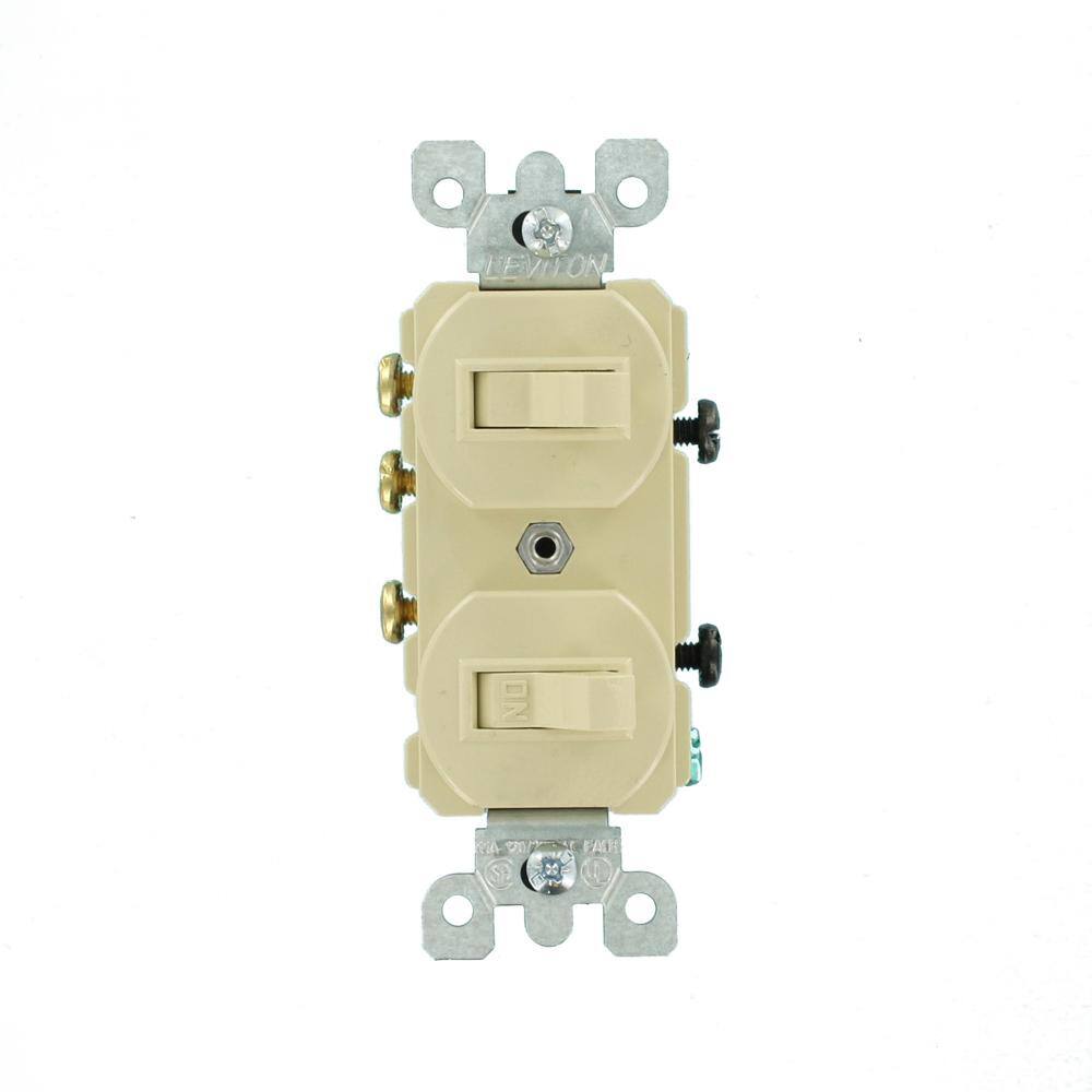 Leviton 15 Amp Duplex Style Single-Pole  3-Way AC Combination Toggle Light Switch White R62-05241-0WS