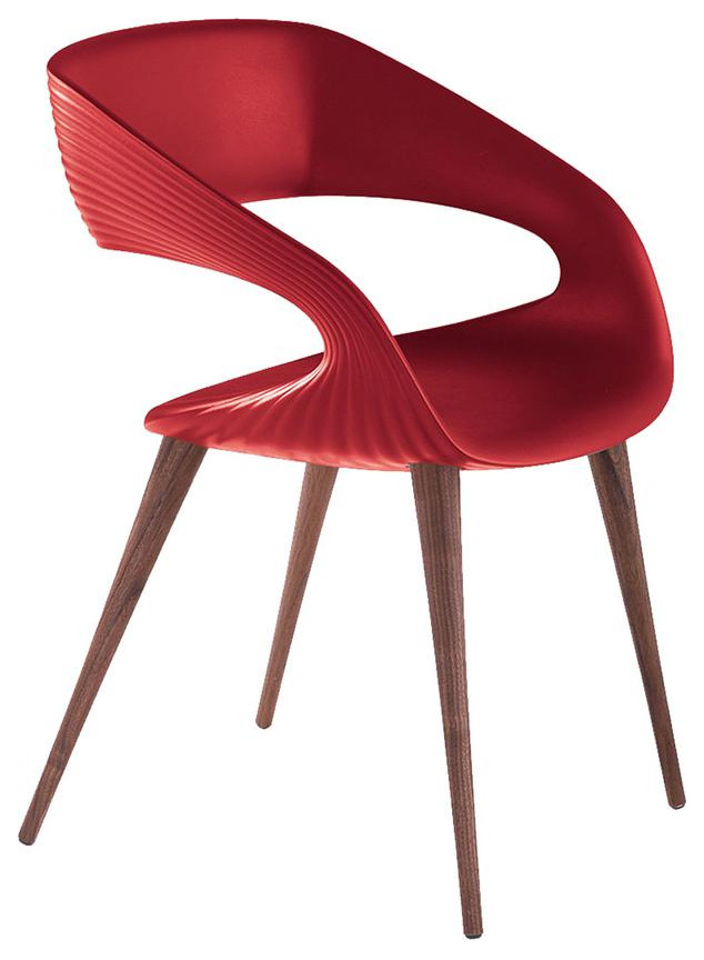 Shape Dining Chair RED with wood legs   Midcentury   Dining Chairs   by BisonOffice  Houzz