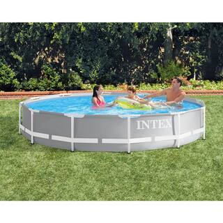 Intex 12 ft. x 30 in. Durable Prism Steel Frame Above Ground Swimming Pool 26710EH