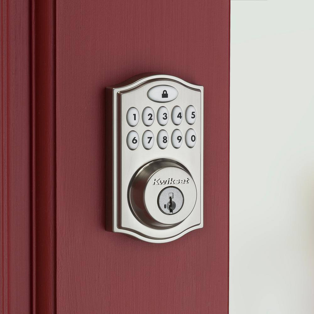 Kwikset Z-Wave SmartCode 914 Satin Nickel Single Cylinder Electronic Deadbolt Featuring SmartKey Security 914TRLZW50015RC