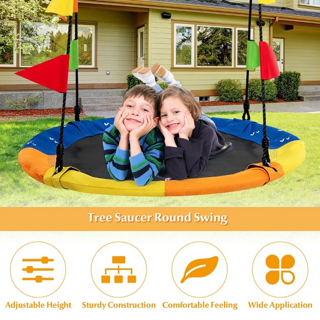 Costway 40 x27 x27 Flying Saucer Tree Swing Indoor Outdoor Swing W hanging Straps Monkey