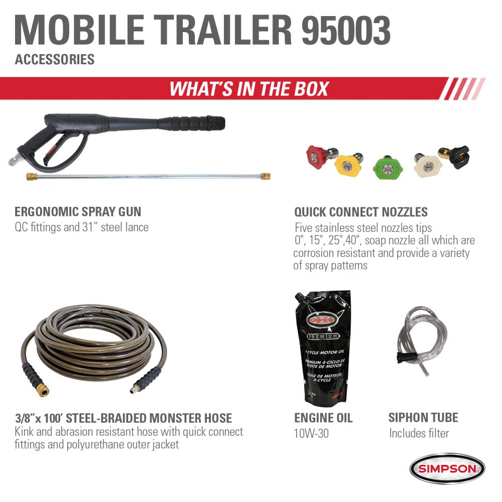 Simpson Pressure Washer Trailer Cold Water Professional Gas ;