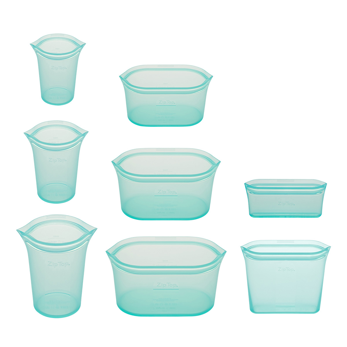 Zip Top Reusable Silicone Containers Full Set of 8