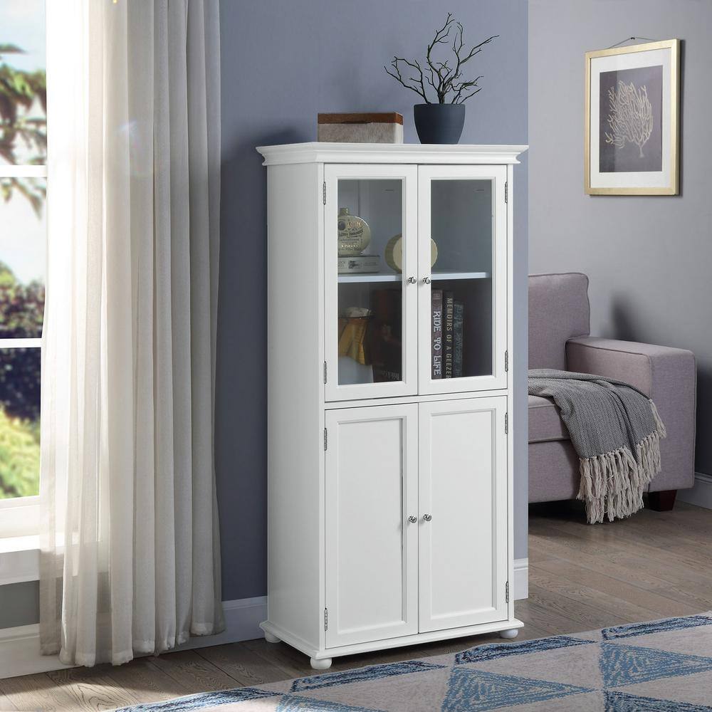 Home Decorators Collection Hampton Harbor 25 in. W x 14 in. D x 52-12 in. H Linen Cabinet in White BF-20191-WH