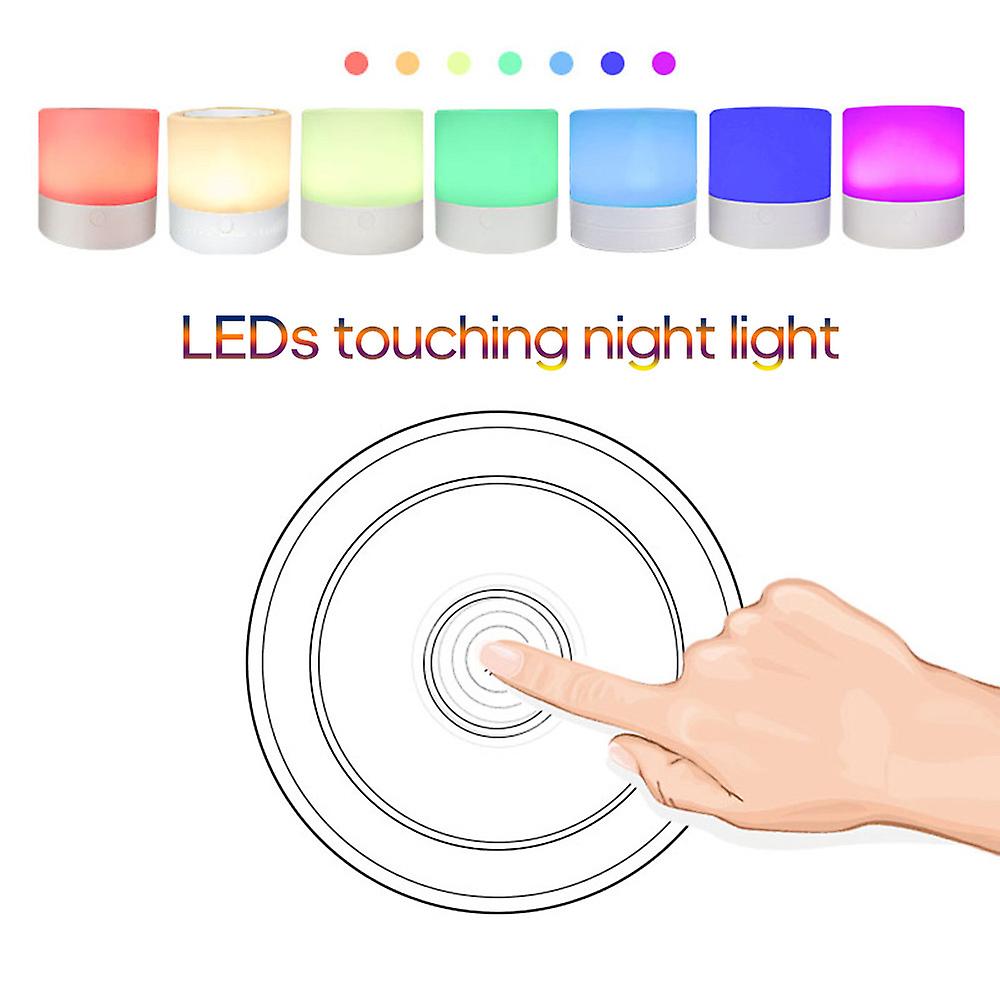 Night Light Rechargeble Leds Table Bedside Nursing Lamp 7 Colors Light Adjustable White