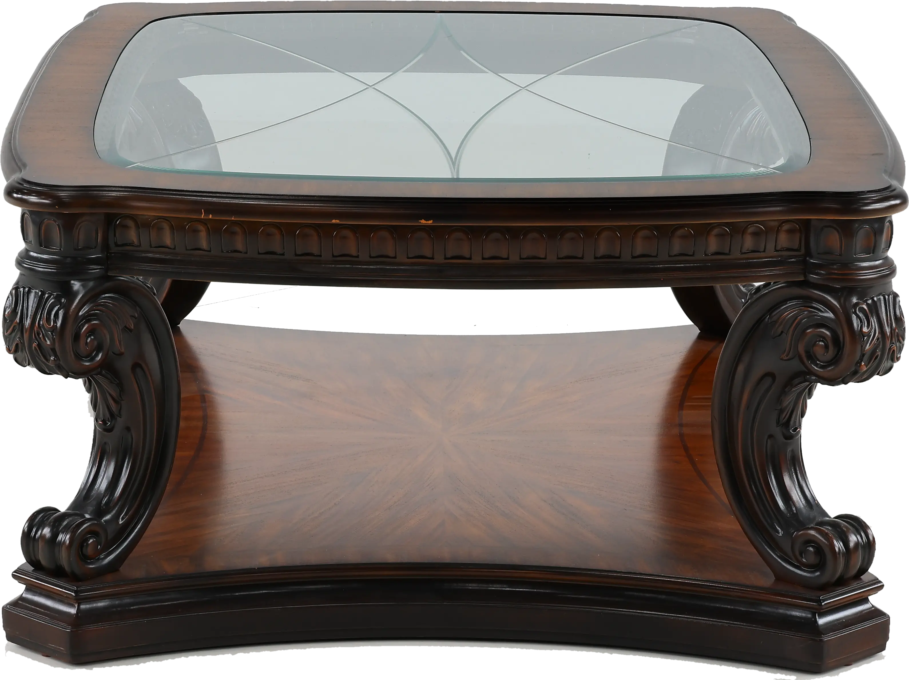 Grand Estates Brown and Glass Top Coffee Table