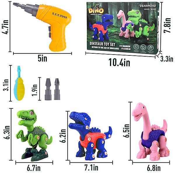 Dinosaur Toys For 3 4 5 6 7 Year Old Boys， Take Apart Dinosaur Toys For Kids 3 5， Stem Construction Building Toys With Electric Drill For Kids 5 7， Di