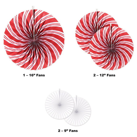 Beistle 20896 Peppermint Accordion Paper Fans  ass...