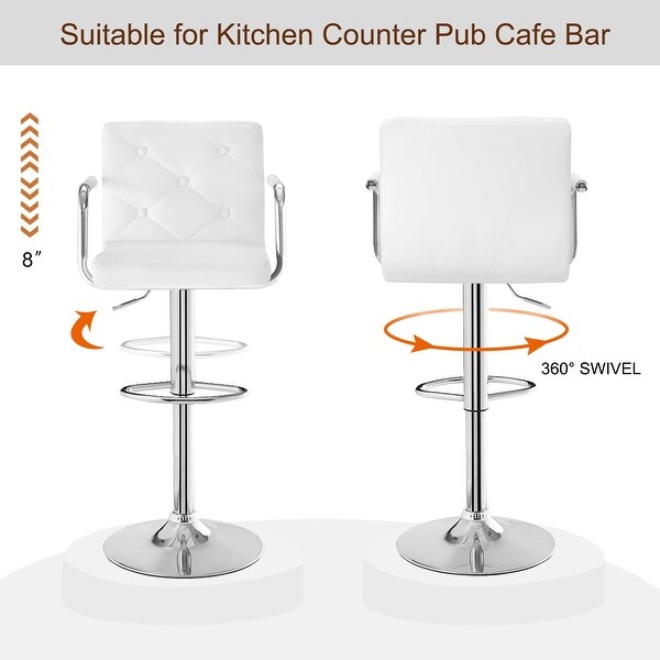 VECELO， Adjustable Swivel Modern Bar Stools (Set of 2/Set of 4) - Black， White